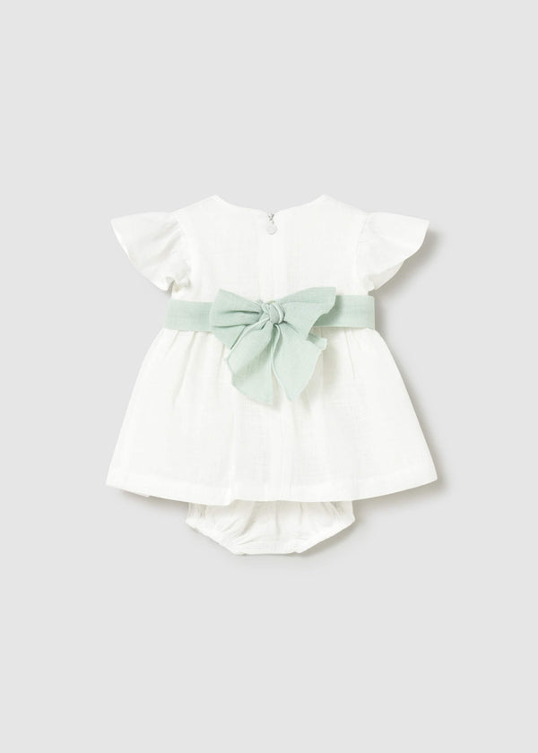 Vestito con copripannolino e fusciacca floreale cerimonia neonata - Aqua