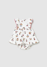 Vestito con copripannolino stampato neonata - Bianco