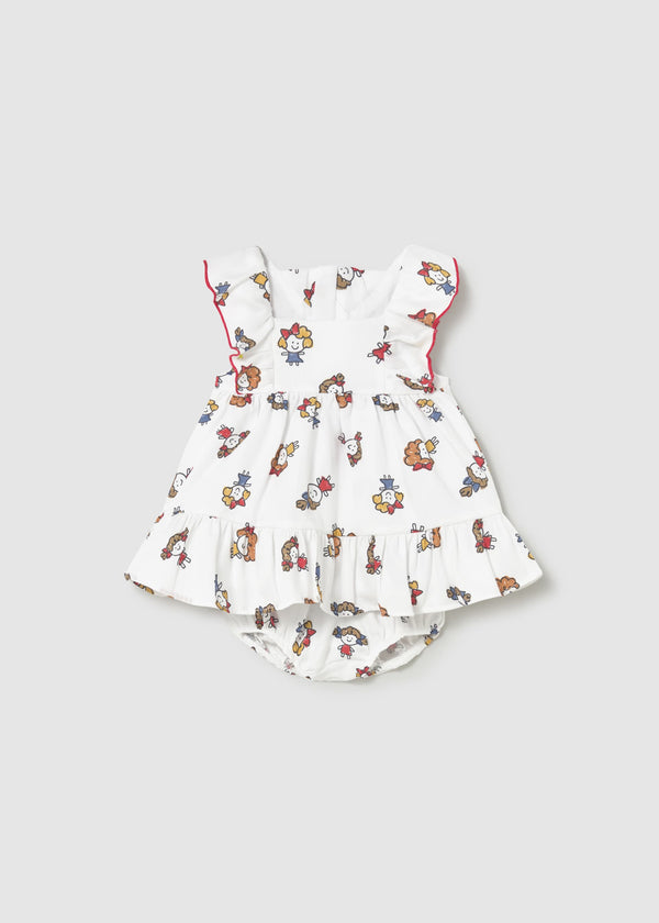 Vestito con copripannolino stampato neonata - Bianco