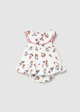Vestito con copripannolino stampato neonata - Bianco