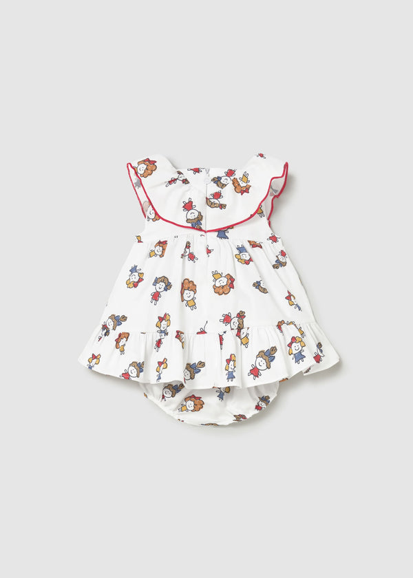 Vestito con copripannolino stampato neonata - Bianco