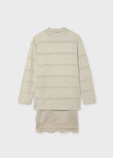 Vestito in pizzo ragazza - Crema