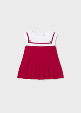 Vestito punto combinato neonata - Rosso