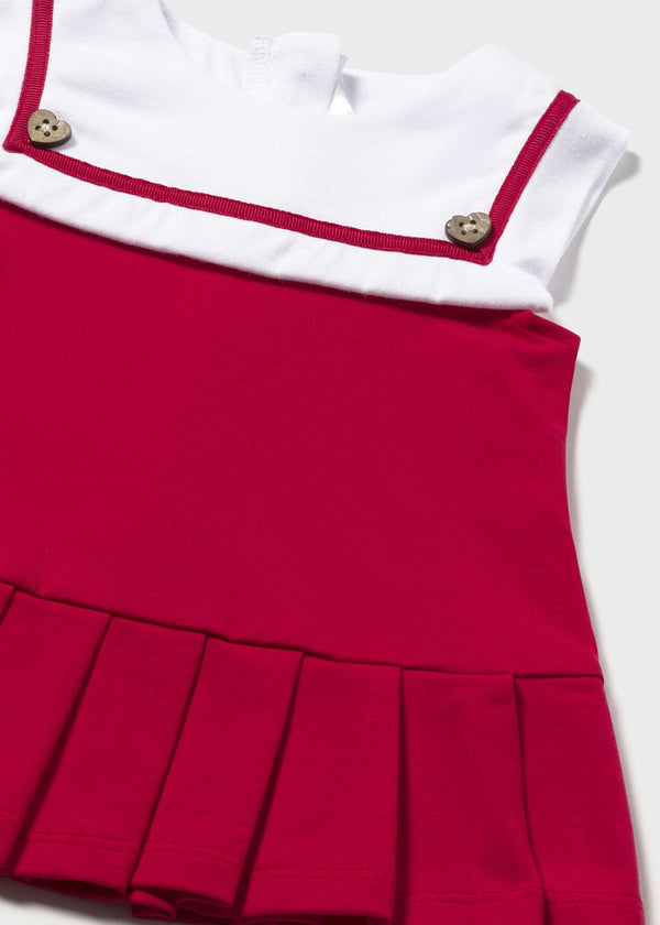 Vestito punto combinato neonata - Rosso