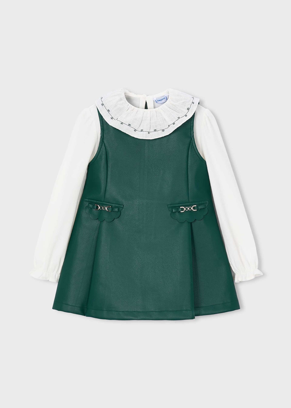 Vestito similpelle con blusa bambina - Bottiglia