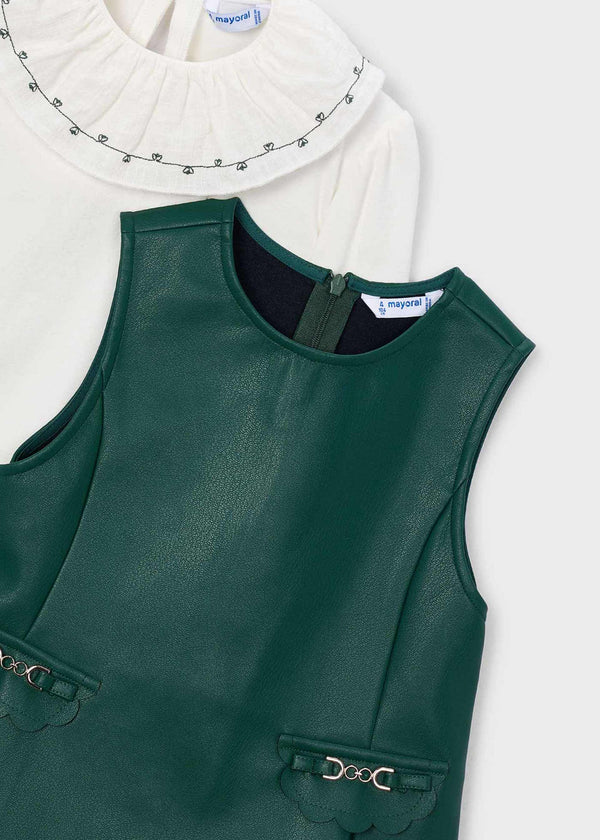 Vestito similpelle con blusa bambina - Bottiglia