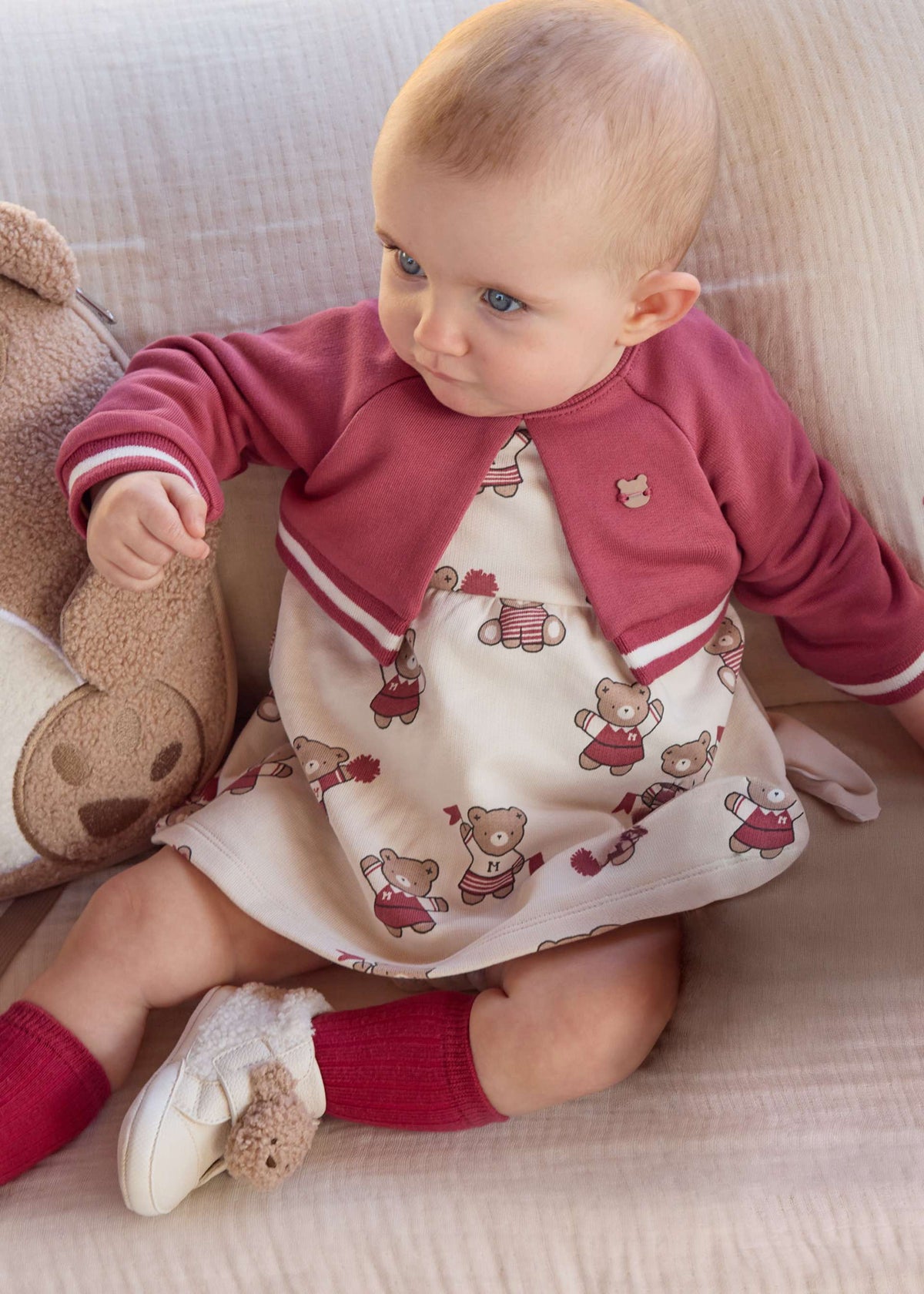 Vestito stampato cardigan neonata - Prugna