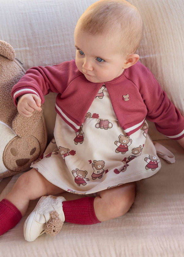 Vestito stampato cardigan neonata - Prugna