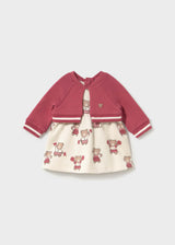 Vestito stampato cardigan neonata - Prugna