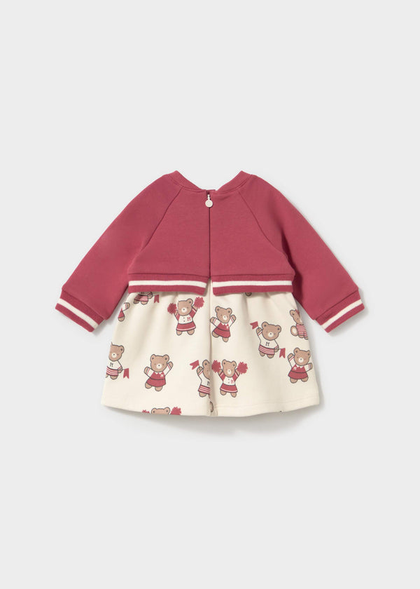 Vestito stampato cardigan neonata - Prugna