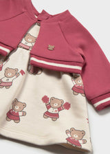 Vestito stampato cardigan neonata - Prugna