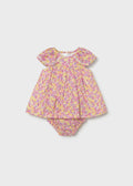 Vestito stampato con copripannolino neonata - Rosa