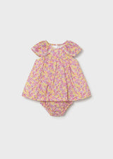 Vestito stampato con copripannolino neonata - Rosa
