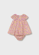Vestito stampato con copripannolino neonata - Rosa