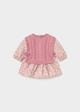 Vestito stampato con gilet neonata - Cipria