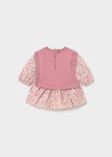 Vestito stampato con gilet neonata - Cipria