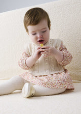 Vestito stampato con gilet neonata - Crema