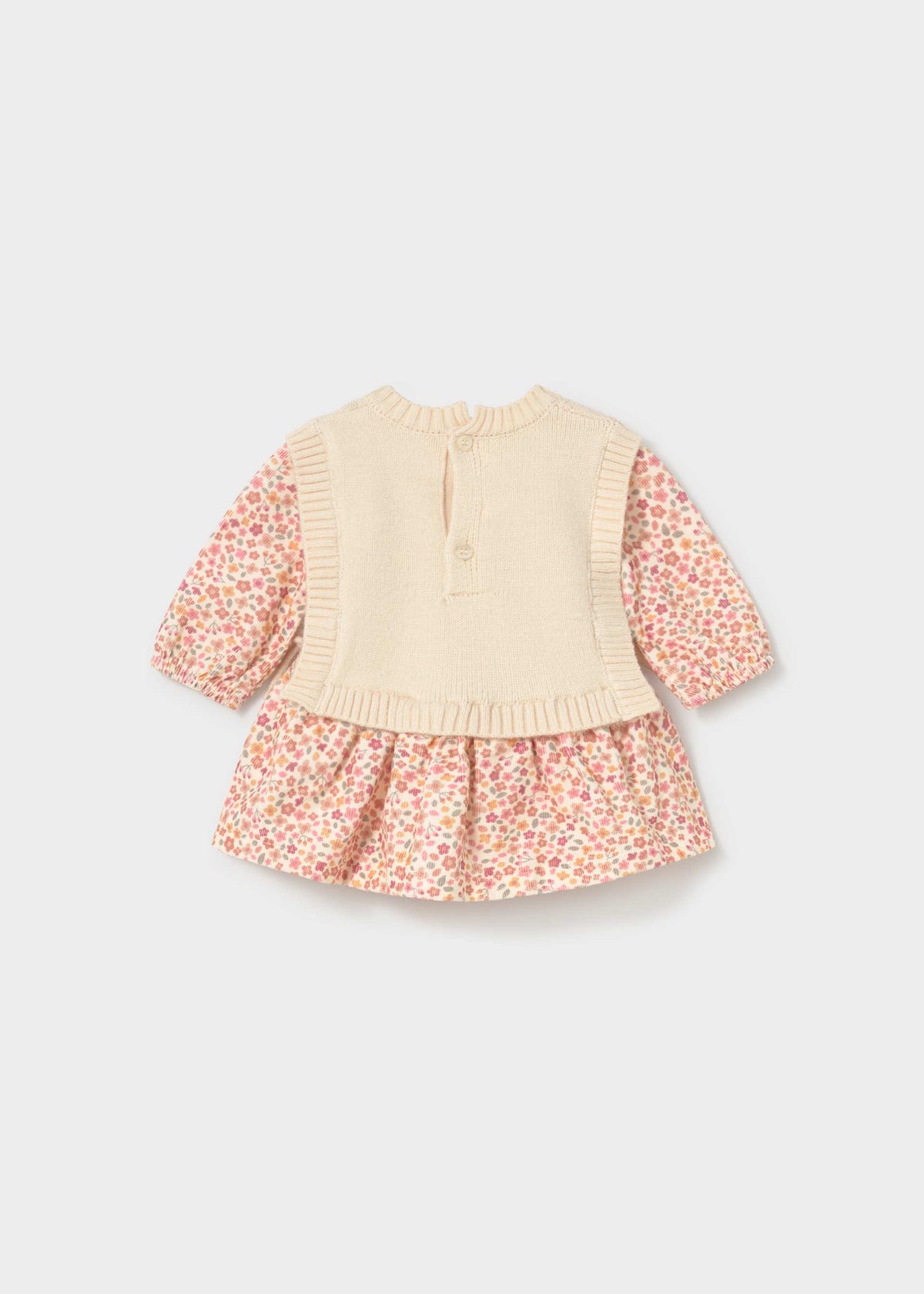 Vestito stampato con gilet neonata - Crema