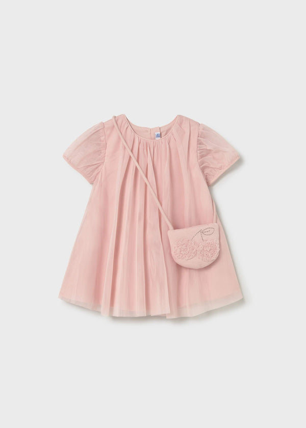 Vestito tulle con borsetta neonata