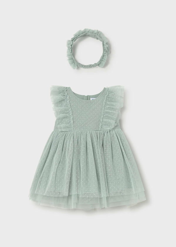 Vestito tulle con fascia neonata