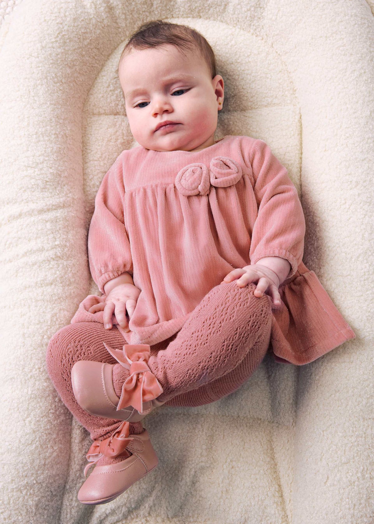 Vestito vellutato neonata - Rose
