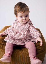 Vestito vellutato stampato neonata - Cipria