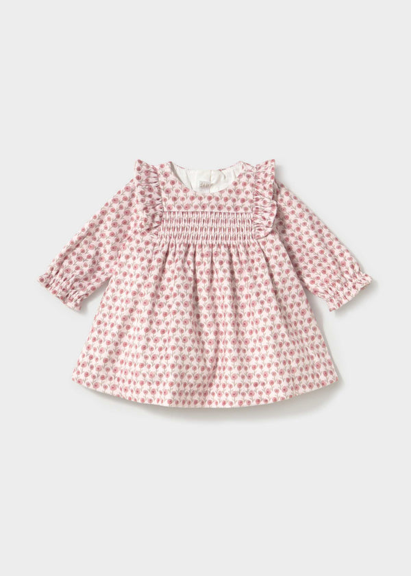 Vestito vellutato stampato neonata - Cipria