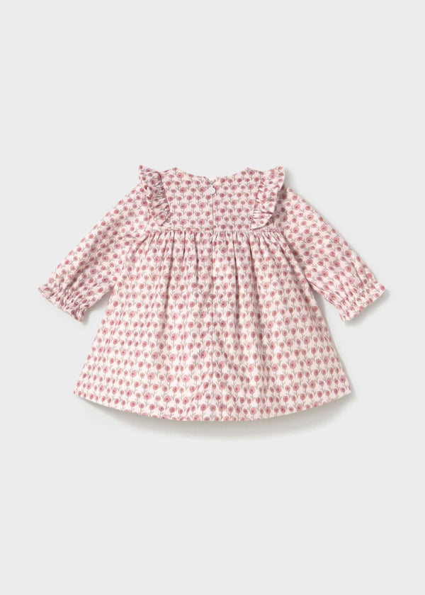 Vestito vellutato stampato neonata - Cipria