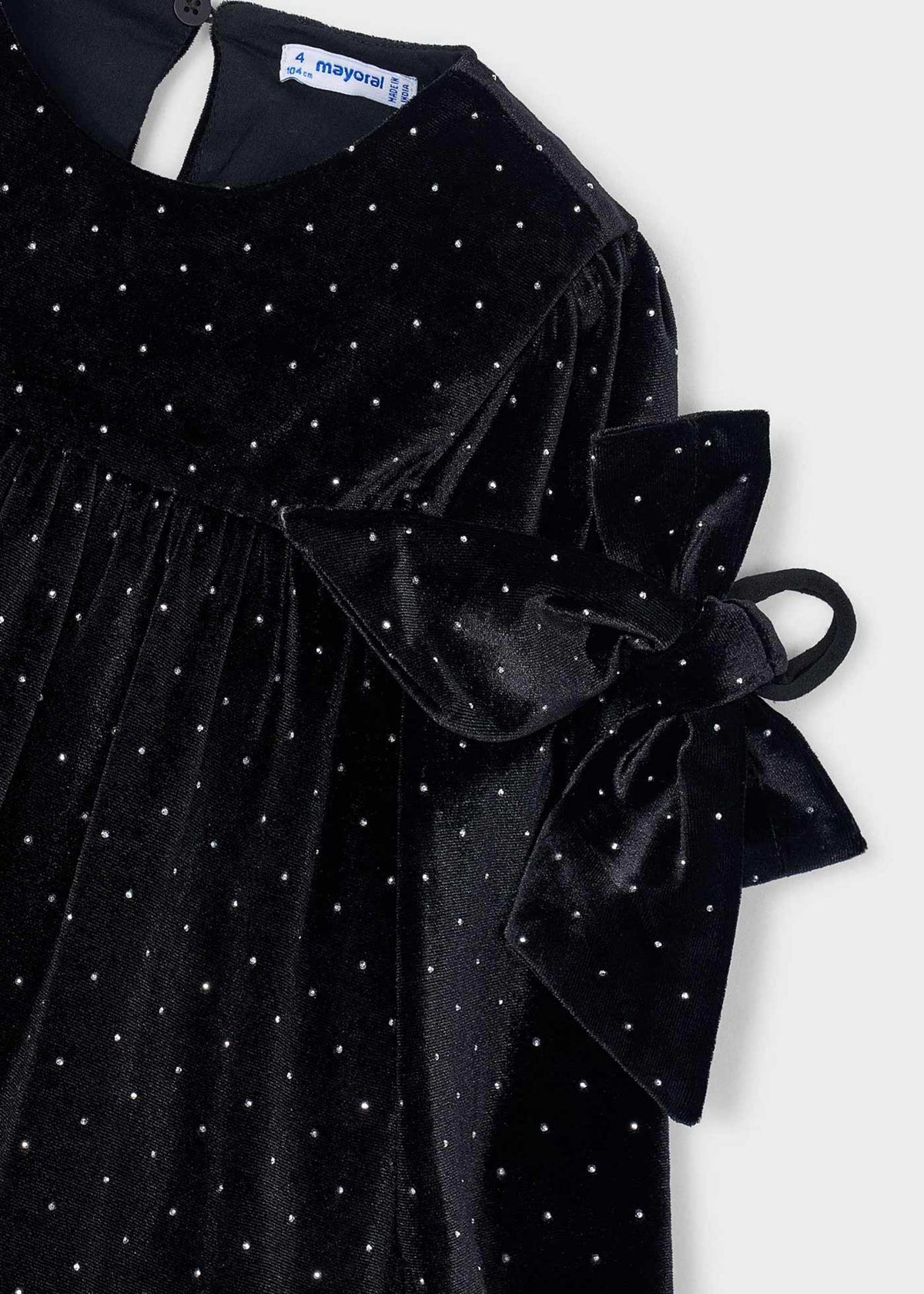 Vestito velluto con elastico per capelli bambina - Nero