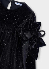 Vestito velluto con elastico per capelli bambina - Nero