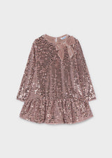 Vestito velluto con pallettes e fiocco bambina - Quarzo