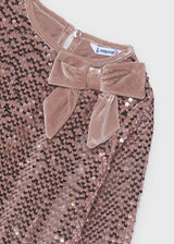 Vestito velluto con pallettes e fiocco bambina - Quarzo