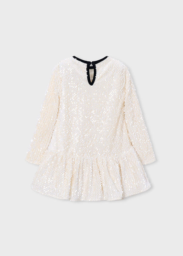 Vestito velluto con pallettes e fiocco bambina - Soia