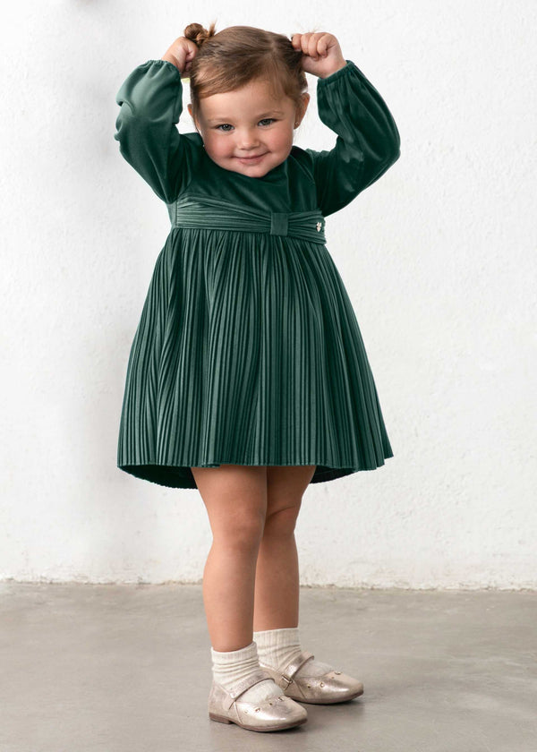 Vestito velluto plissettato bimba - Ninfea