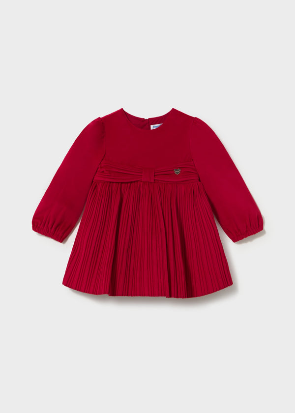 Vestito velluto plissettato bimba - Rosso