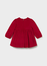 Vestito velluto plissettato bimba - Rosso