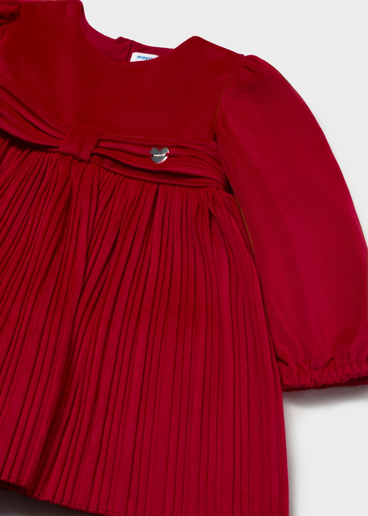 Vestito velluto plissettato bimba - Rosso
