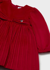 Vestito velluto plissettato bimba - Rosso